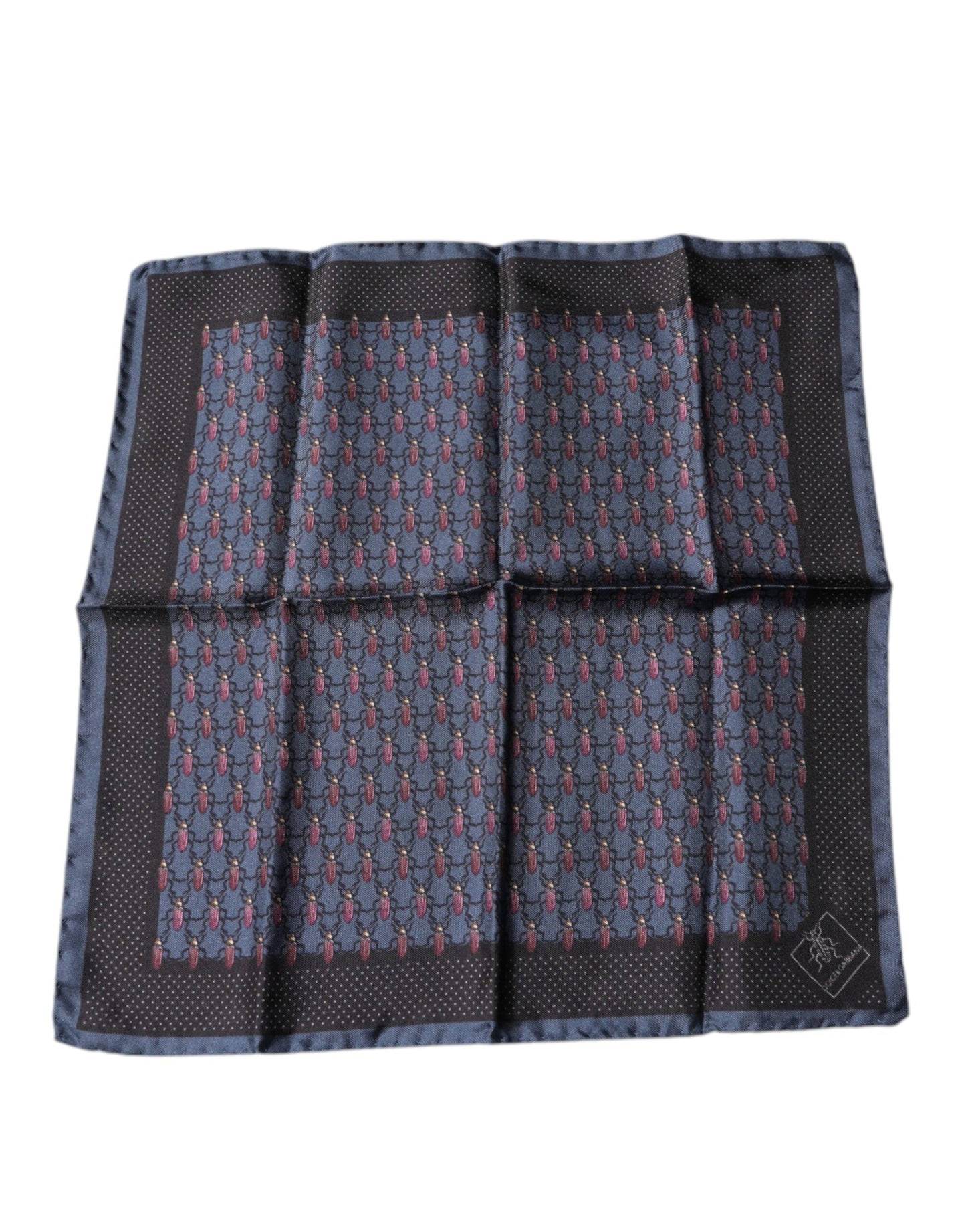 Dolce & Gabbana Dark Blue Beetle Square Handkerchief Scarf