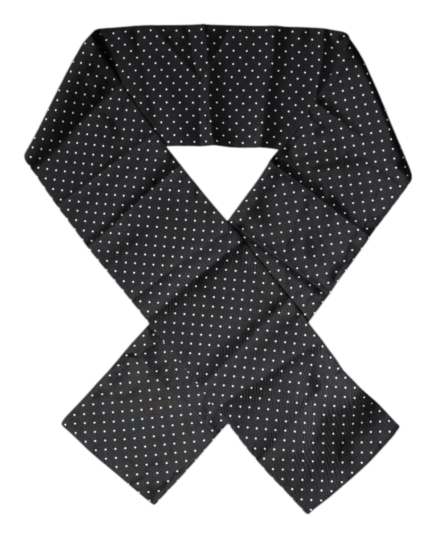 Dolce & Gabbana Black Polka Dots Silk Skinny Neck Wrap Scarf