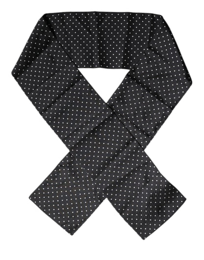 Dolce & Gabbana Black Polka Dots Silk Skinny Neck Wrap Scarf