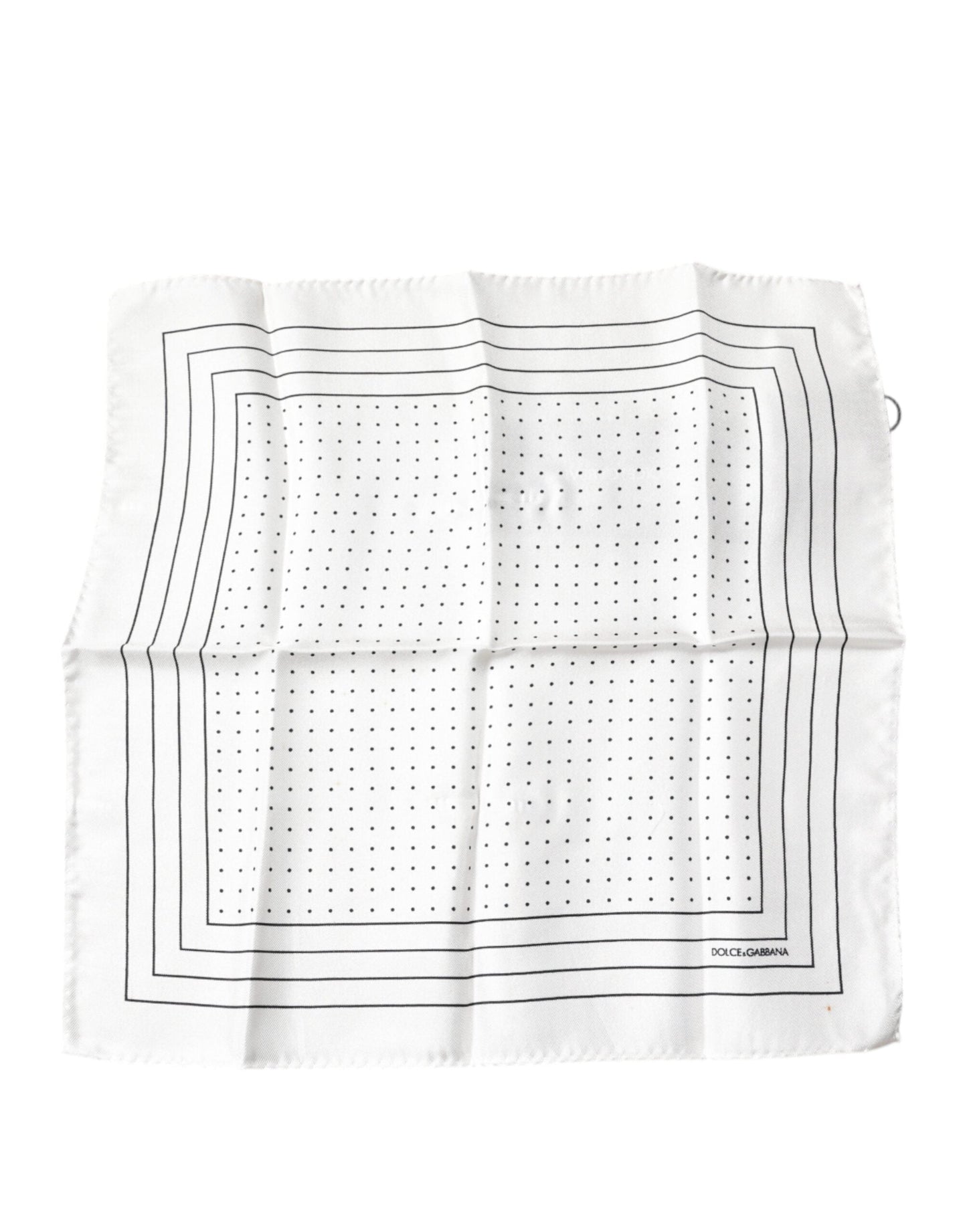 Dolce & Gabbana White Polka Dots Square Handkerchief Scarf