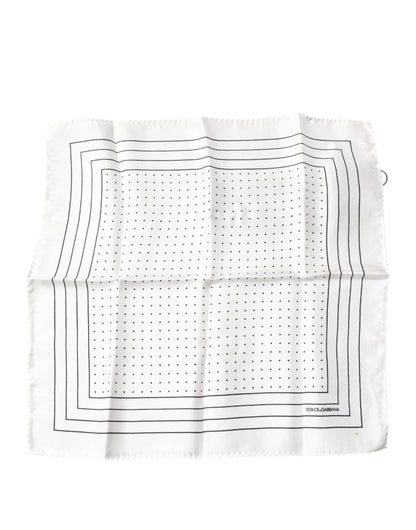 Dolce & Gabbana White Polka Dots Square Handkerchief Scarf
