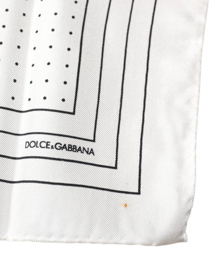 Dolce & Gabbana White Polka Dots Square Handkerchief Scarf