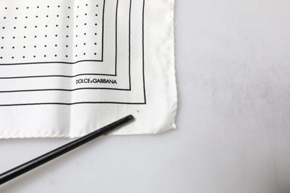 Dolce & Gabbana White Polka Dots Square Handkerchief Scarf