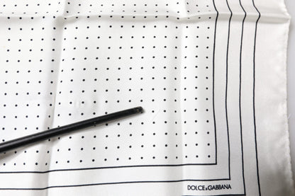 Dolce & Gabbana White Polka Dots Square Handkerchief Scarf