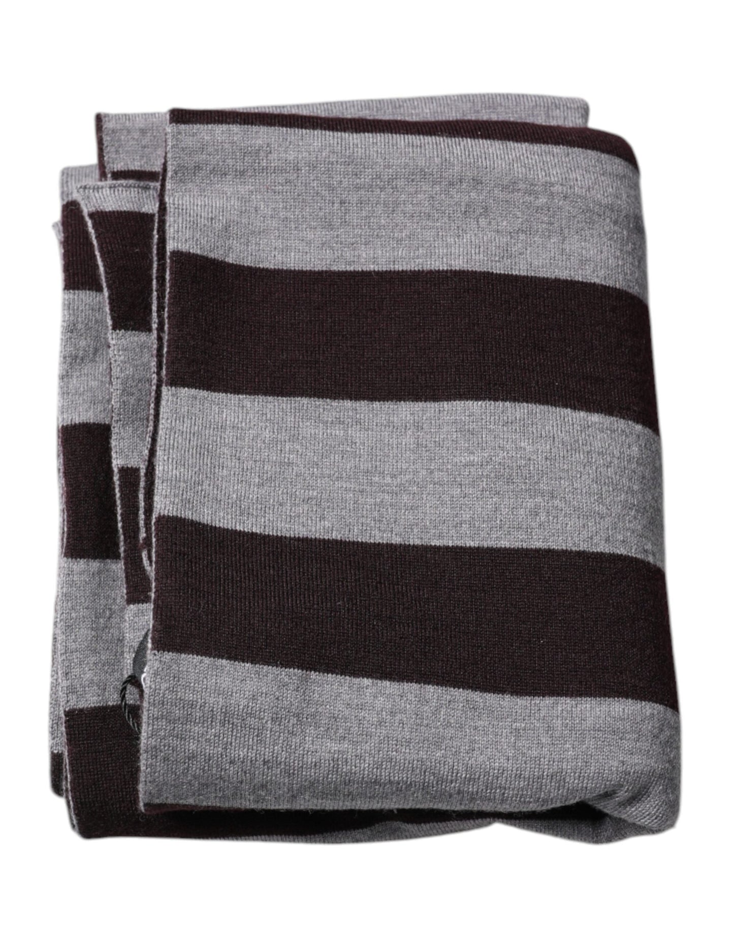Dolce & Gabbana Black Gray Stripes Wool Neck Wrap Scarf