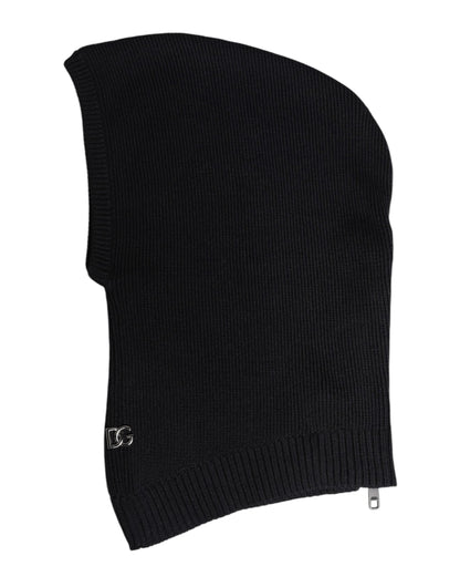 Dolce & Gabbana Black Wool Whole Head Wrap Balaclava Hat