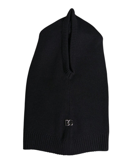 Dolce & Gabbana Black Wool Whole Head Wrap Balaclava Hat