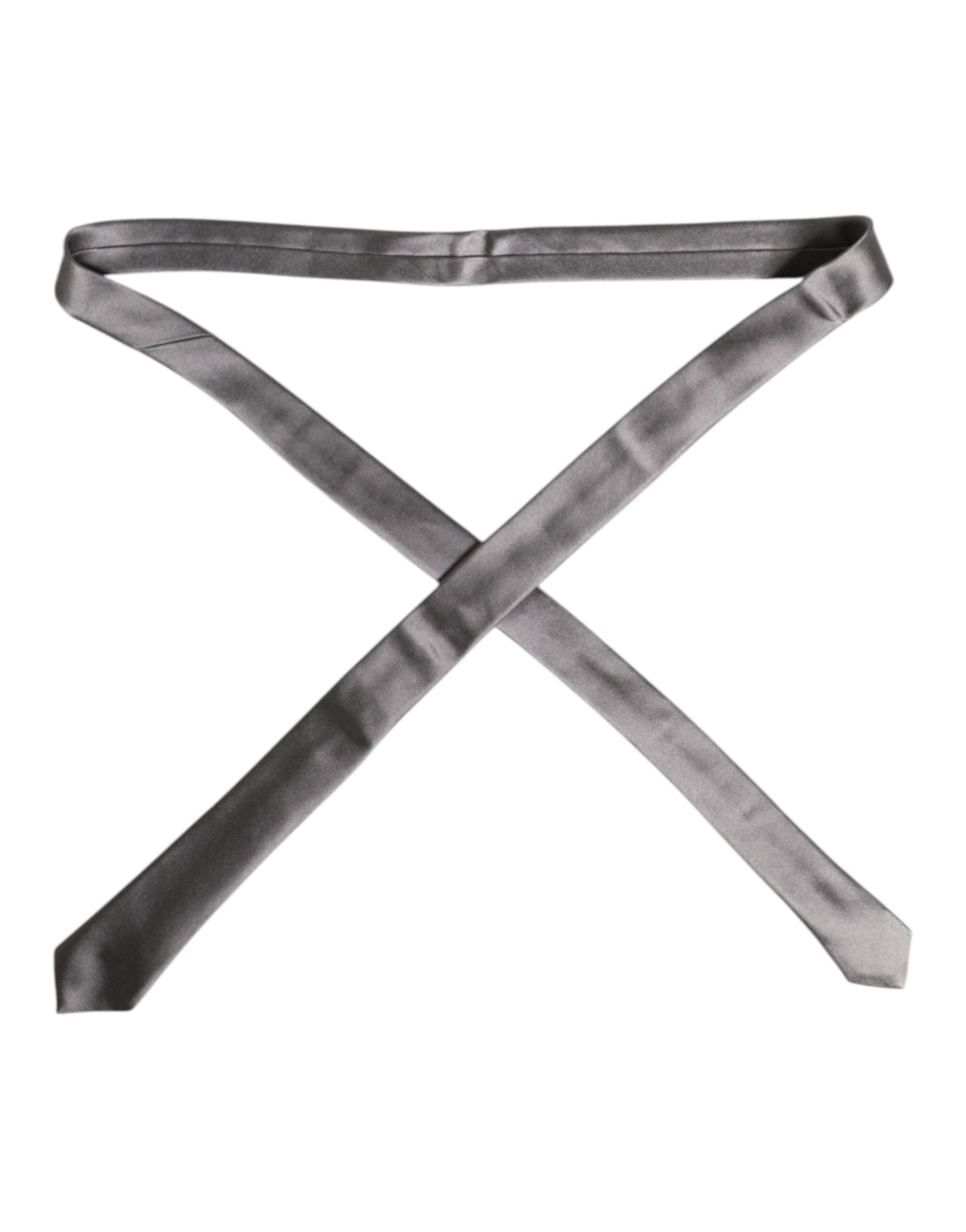 Dolce & Gabbana Metallic Silver Silk Adjustable Necktie Tie