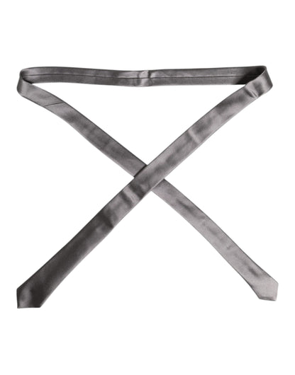 Dolce & Gabbana Metallic Silver Silk Adjustable Necktie Tie