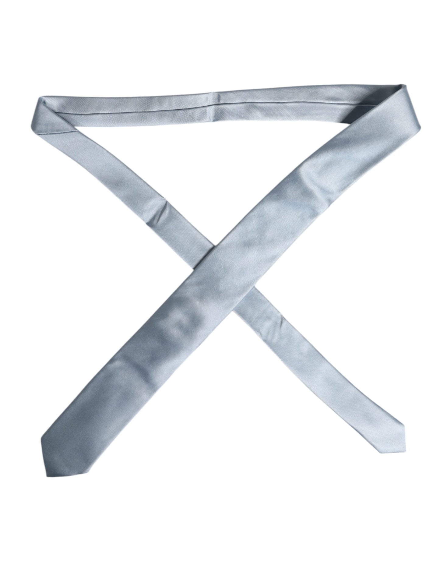 Dolce & Gabbana Light Blue Solid Silk Adjustable Necktie Tie