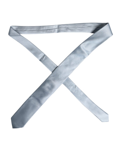 Dolce & Gabbana Light Blue Solid Silk Adjustable Necktie Tie