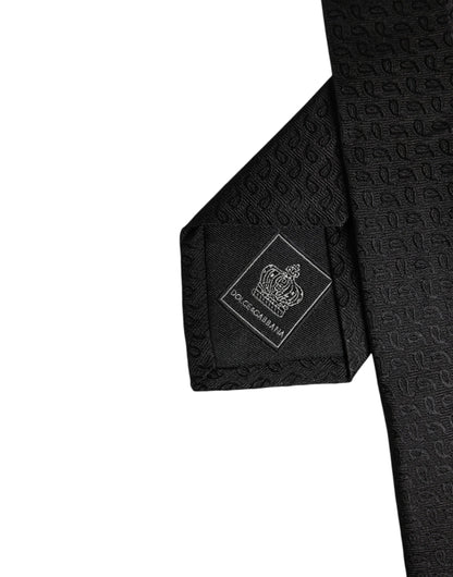 Dolce & Gabbana Black Patterned Silk Adjustable Necktie Tie