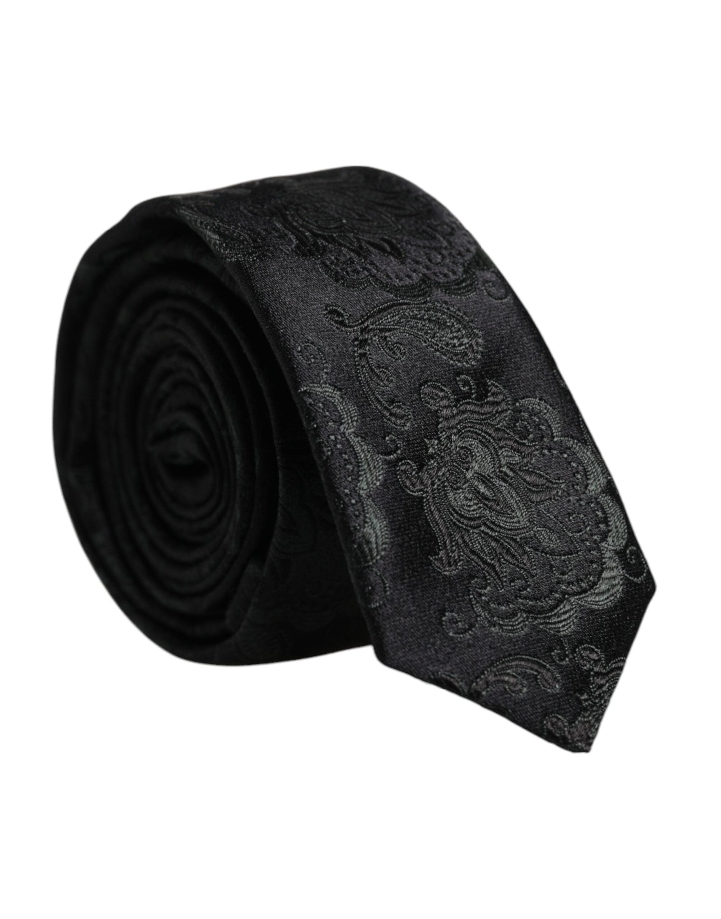 Dolce & Gabbana Dark Green Floral Silk Adjustable Necktie Tie