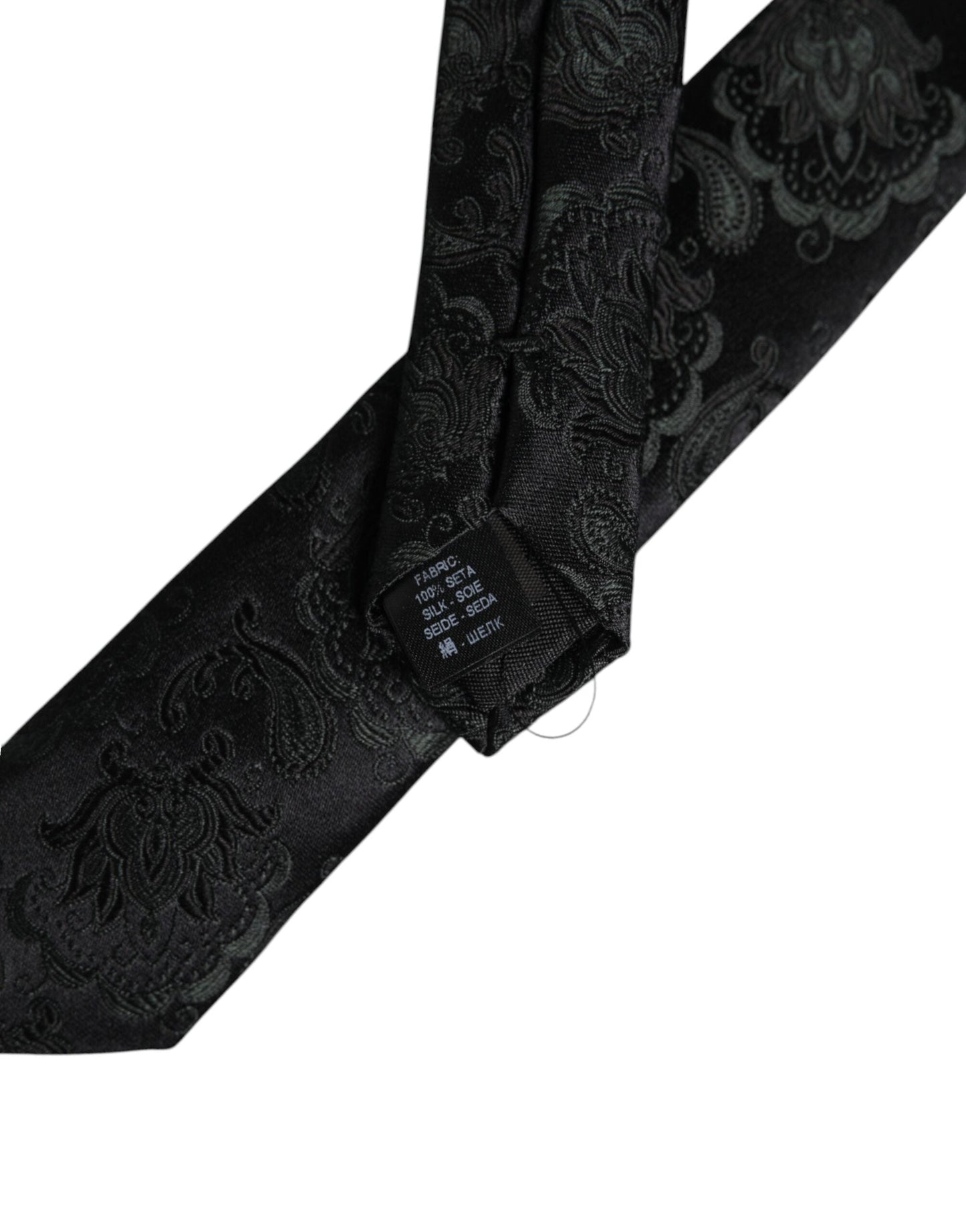 Dolce & Gabbana Dark Green Floral Silk Adjustable Necktie Tie