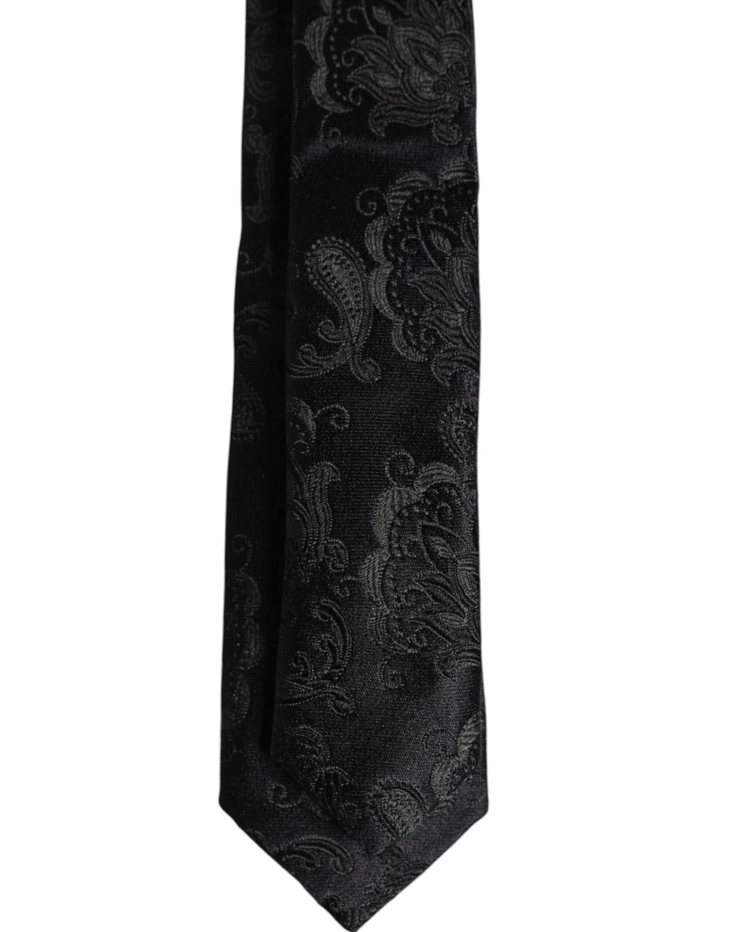 Dolce & Gabbana Dark Green Floral Silk Adjustable Necktie Tie