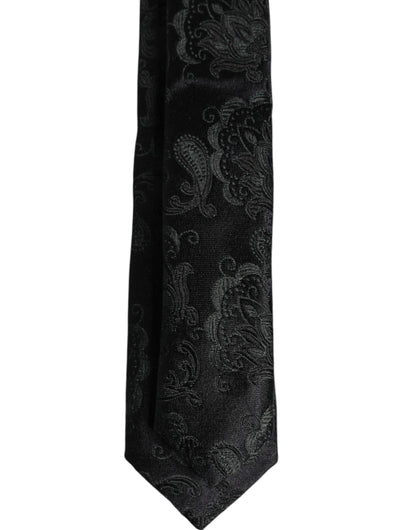 Dolce & Gabbana Dark Green Floral Silk Adjustable Necktie Tie
