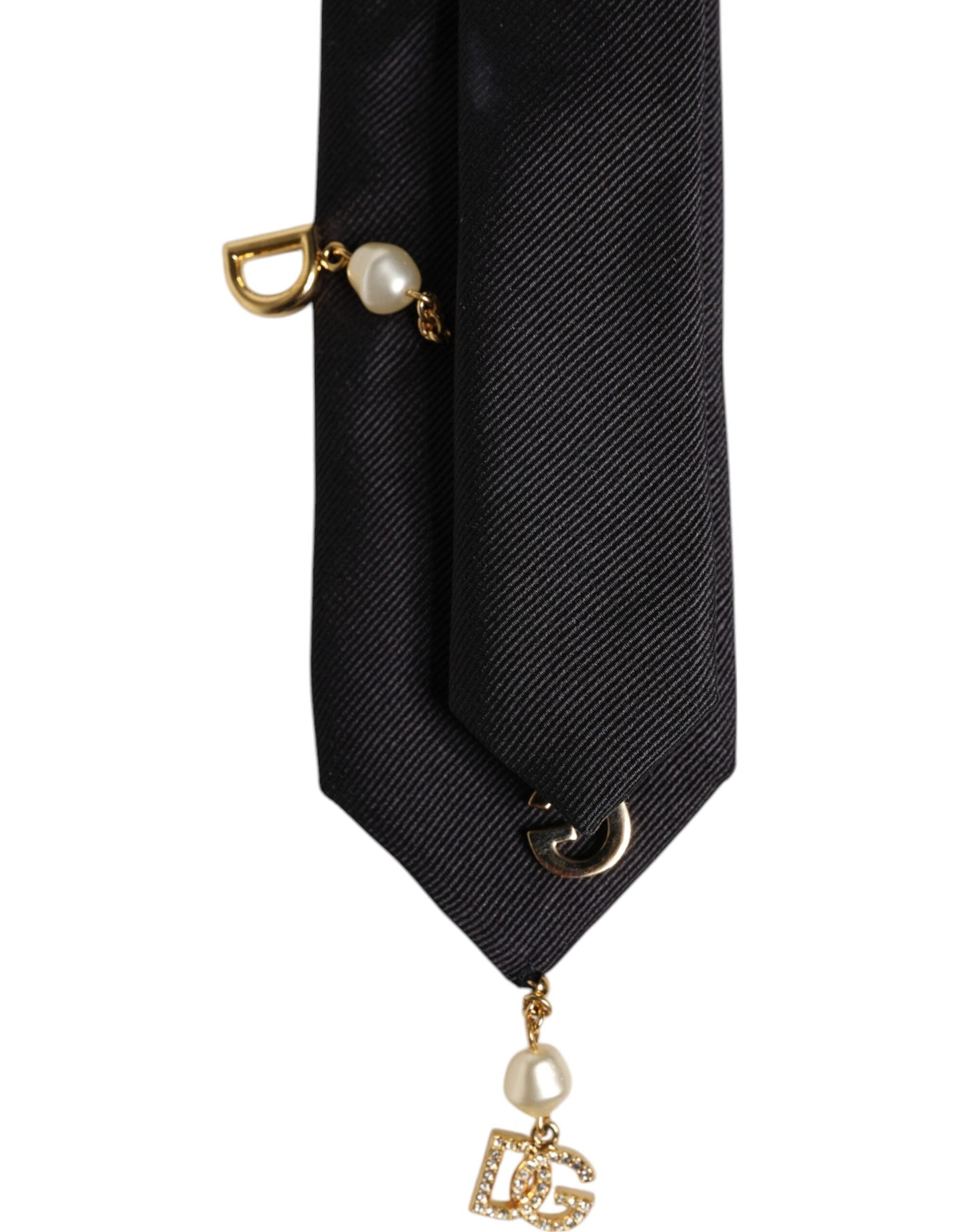 Dolce & Gabbana Black Logo Embellished Adjustable Necktie Tie