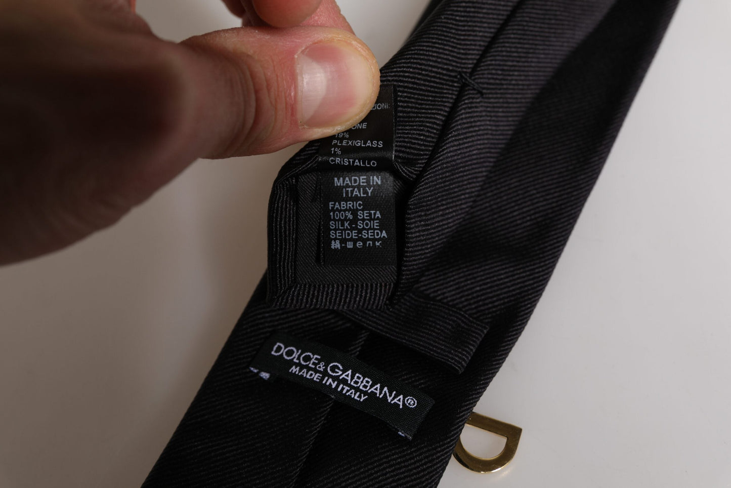 Dolce & Gabbana Black Logo Embellished Adjustable Necktie Tie