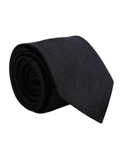 Dolce & Gabbana Black Solid Silk Adjustable Necktie Tie