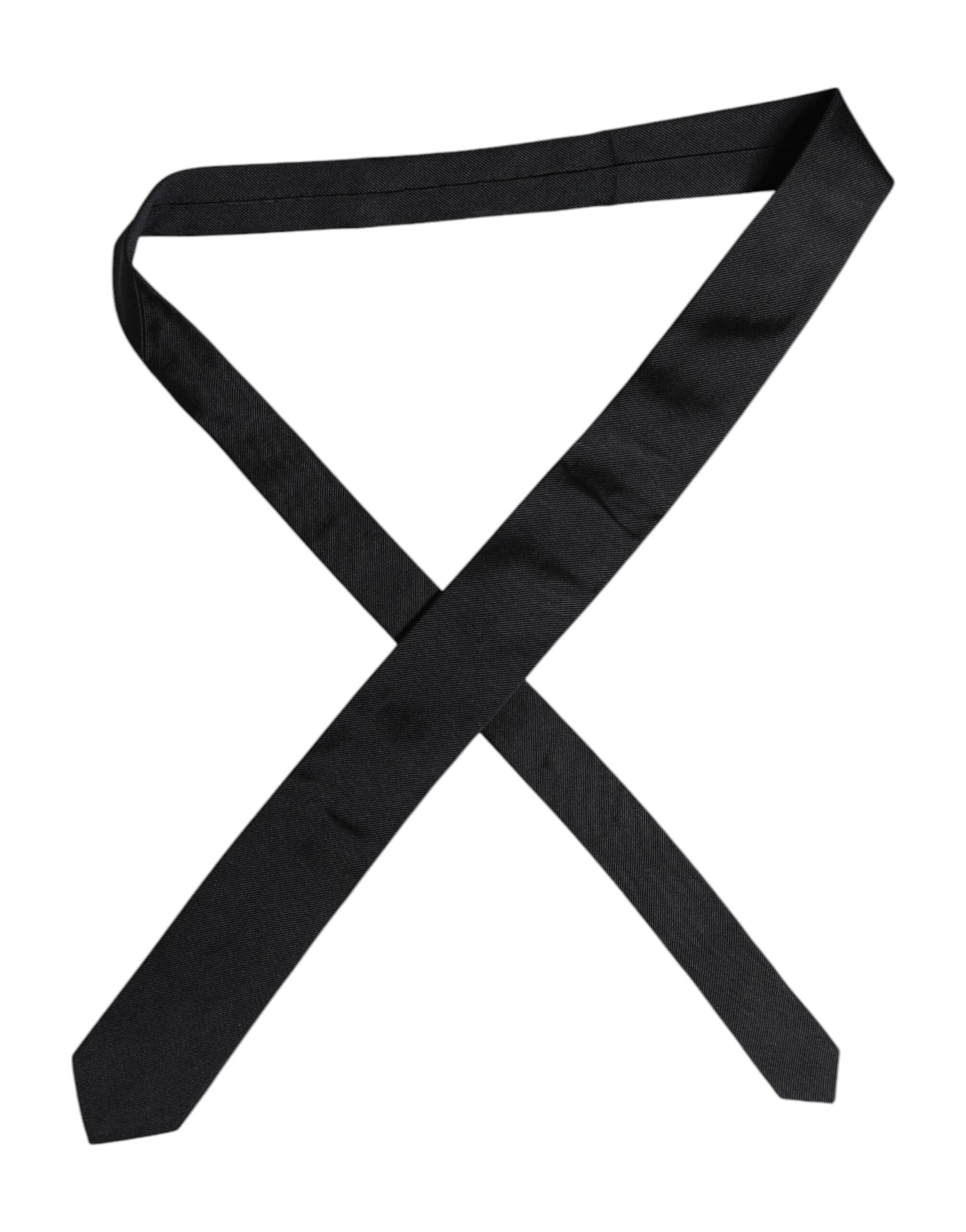 Dolce & Gabbana Black Solid Silk Adjustable Necktie Tie
