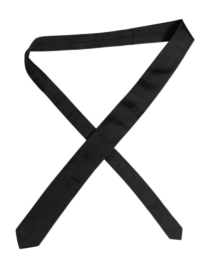 Dolce & Gabbana Black Solid Silk Adjustable Necktie Tie