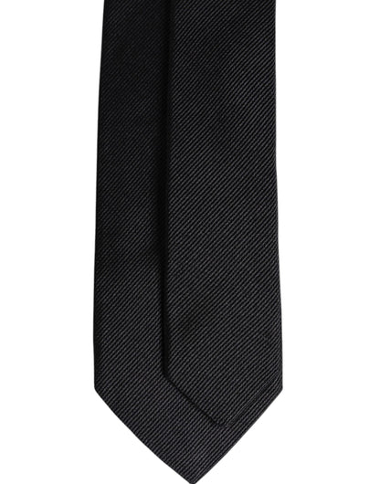 Dolce & Gabbana Black Solid Silk Adjustable Necktie Tie