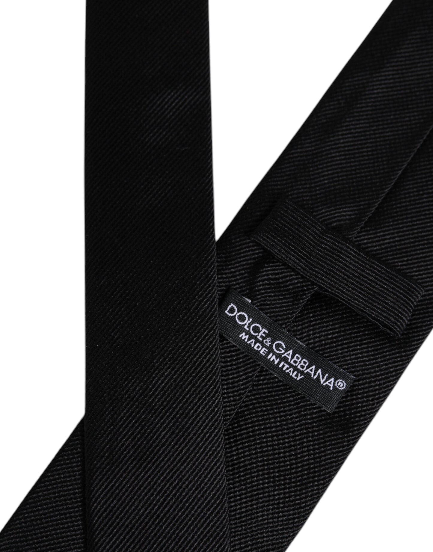 Dolce & Gabbana Black Solid Silk Adjustable Necktie Tie