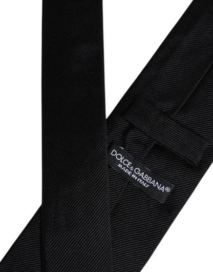 Dolce & Gabbana Black Solid Silk Adjustable Necktie Tie