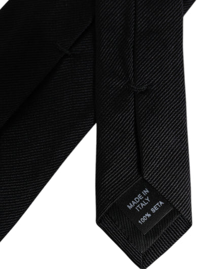 Dolce & Gabbana Black Solid Silk Adjustable Necktie Tie