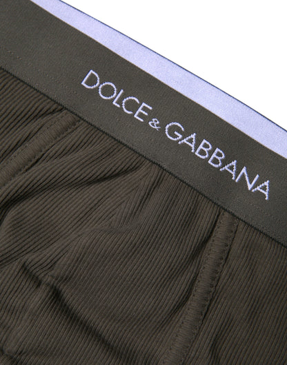 Dolce & Gabbana Gray Cotton Men Mid Slip Brief Underwear