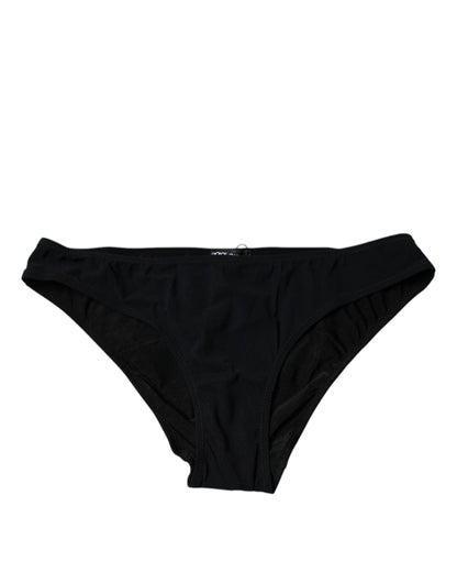 Dolce & Gabbana Black Nylon Stretch Mid Waist Panty Underwear