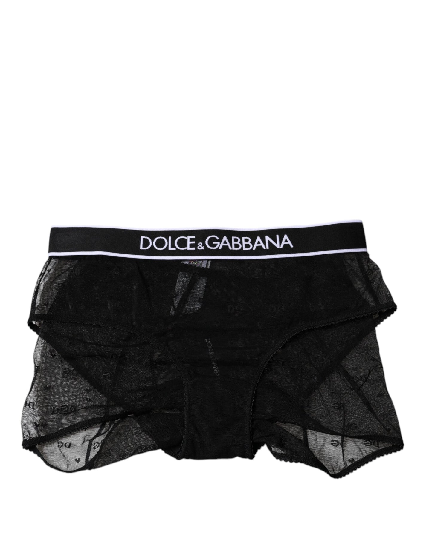 Dolce & Gabbana Black Tulle Nylon Mid Waist Panty Underwear
