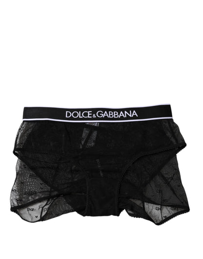 Dolce & Gabbana Black Tulle Nylon Mid Waist Panty Underwear