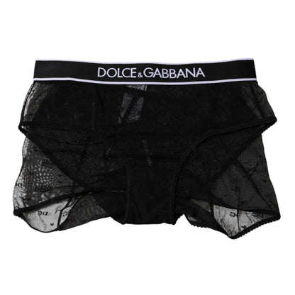 Dolce & Gabbana Black Tulle Nylon Mid Waist Panty Underwear