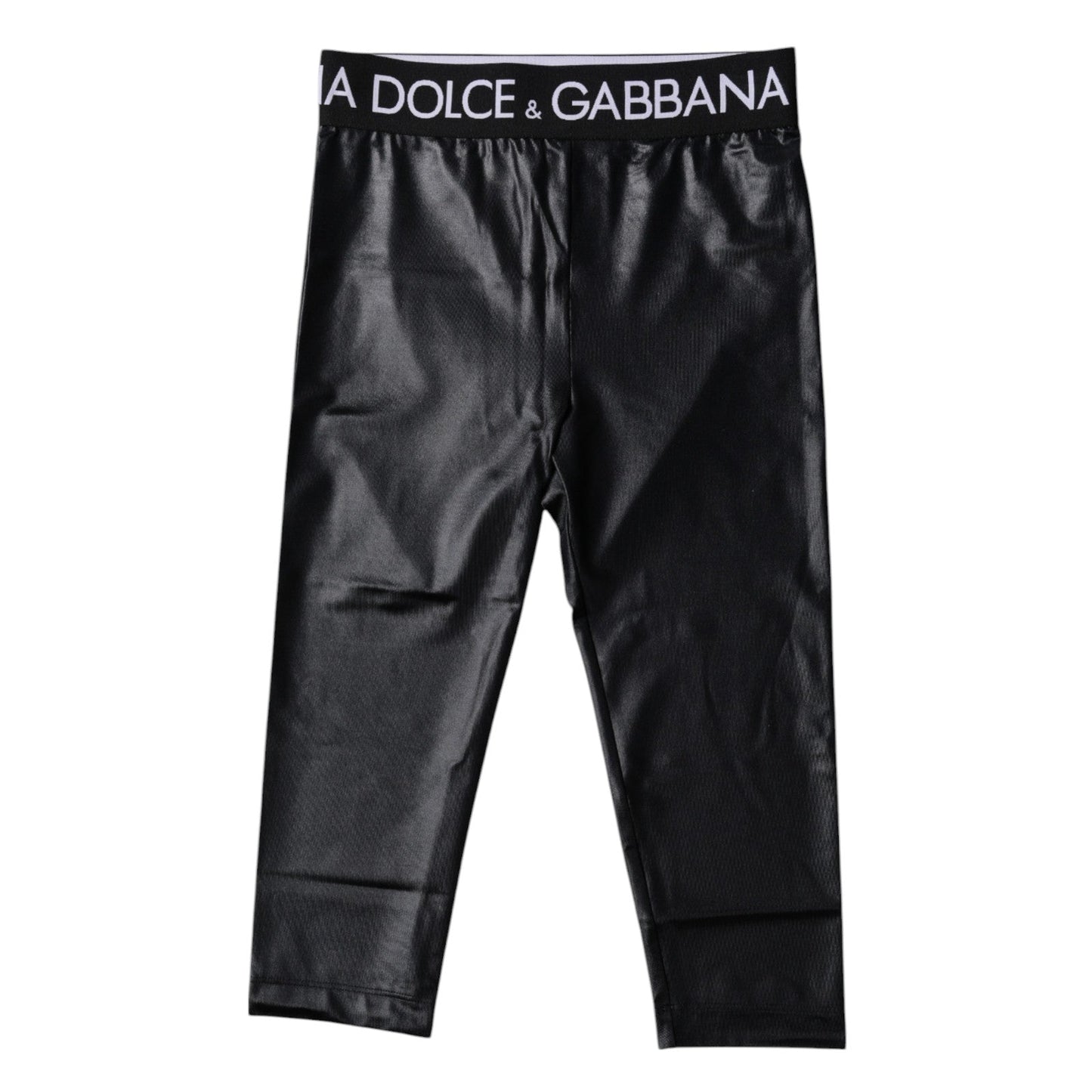 Dolce & Gabbana Black Logo Nylon Cropped Tights Pants Underwear