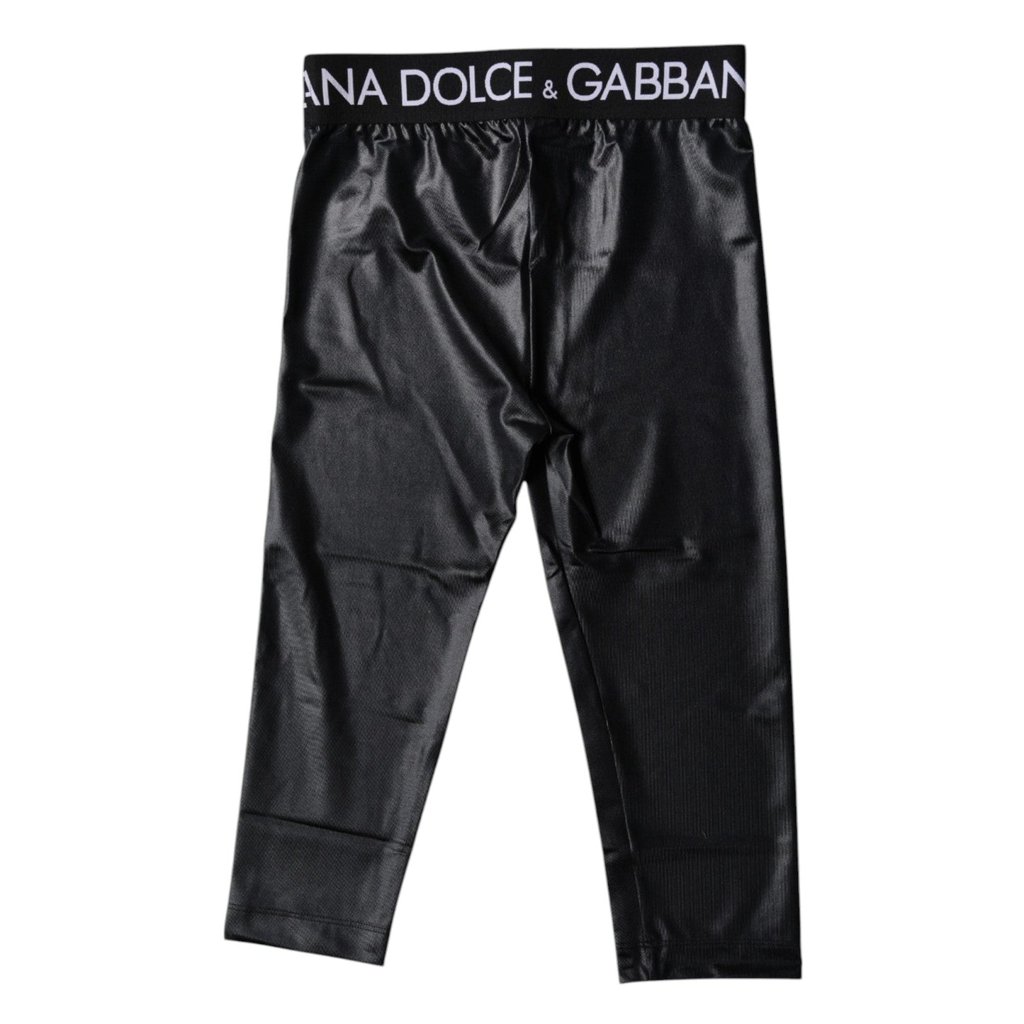 Dolce & Gabbana Black Logo Nylon Cropped Tights Pants Underwear