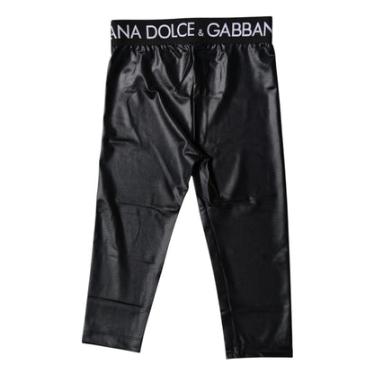 Dolce & Gabbana Black Logo Nylon Cropped Tights Pants Underwear