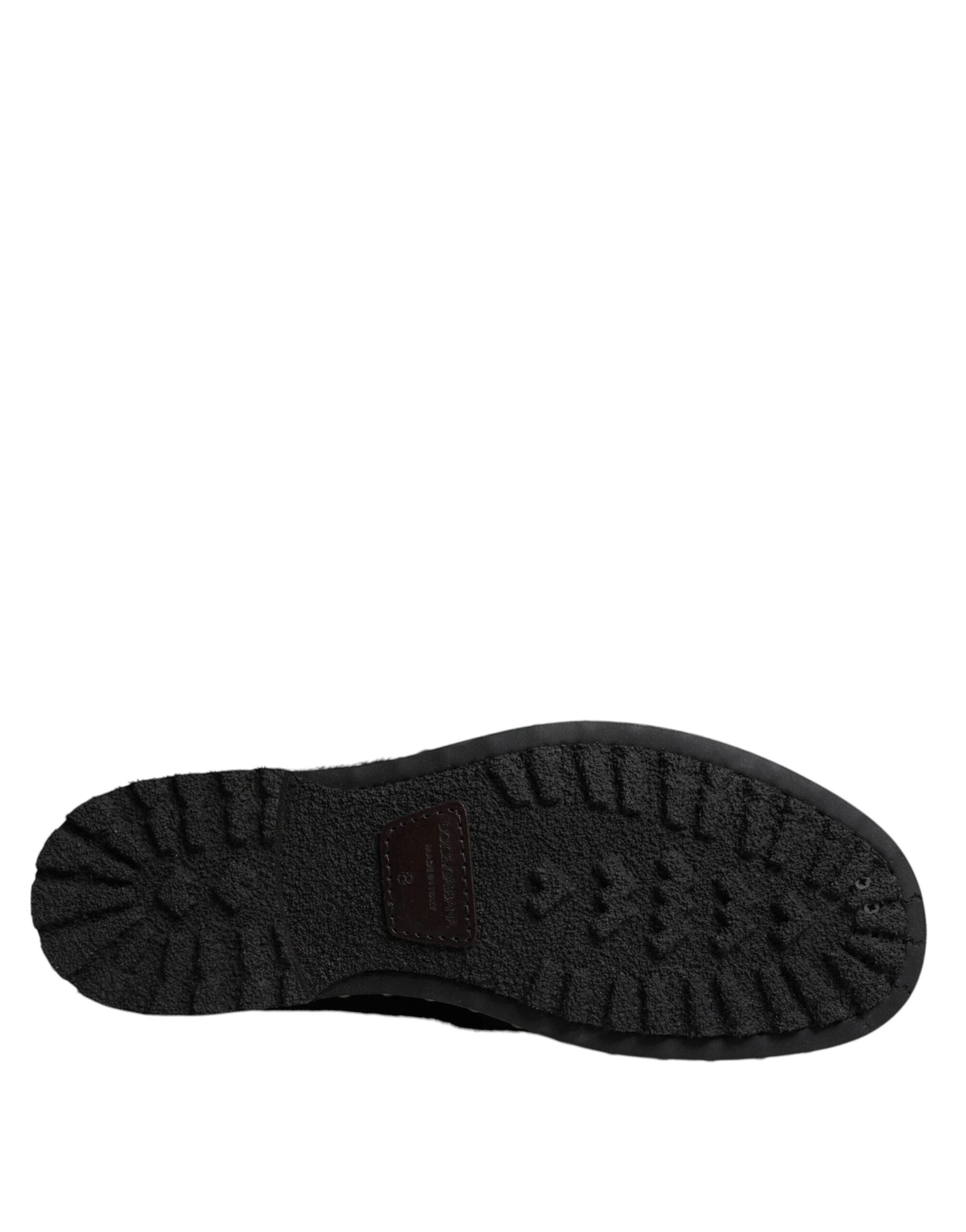 Dolce & Gabbana Black Pony Style Leather Mid Calf Boots Shoes