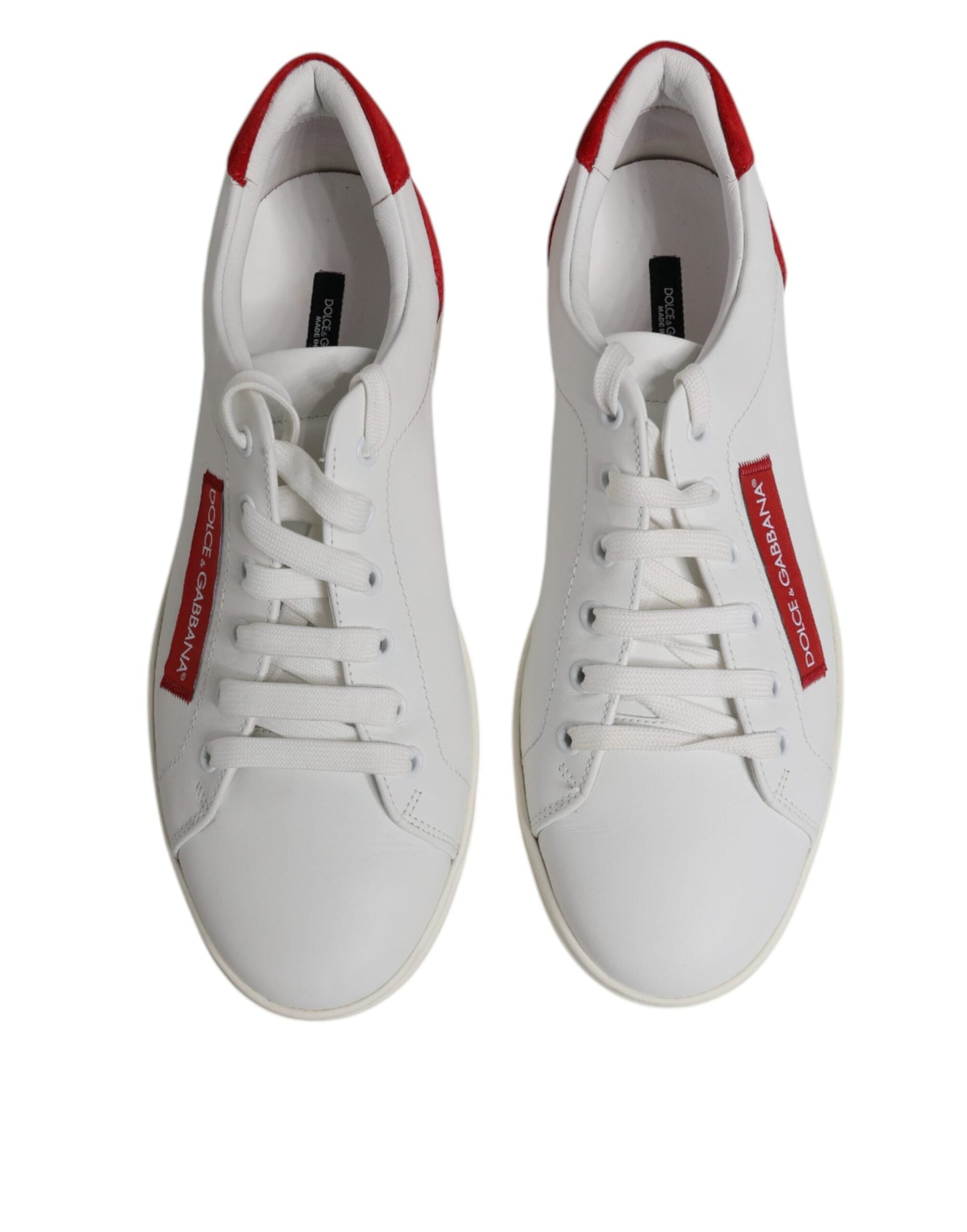 Dolce & Gabbana White Suede Leather Low Top Sneakers Shoes