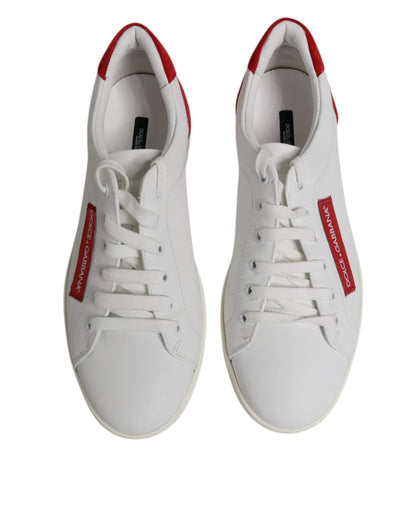 Dolce & Gabbana White Suede Leather Low Top Sneakers Shoes