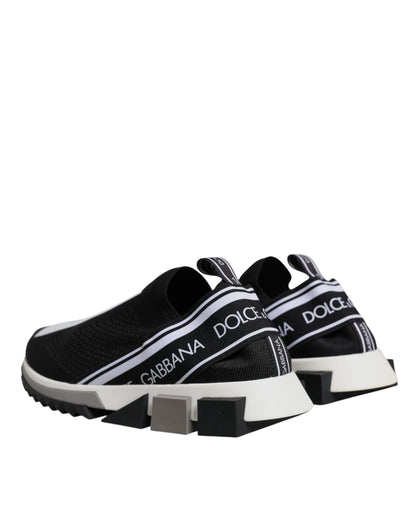Dolce & Gabbana Black White Slip On Sorrento Sneakers Shoes