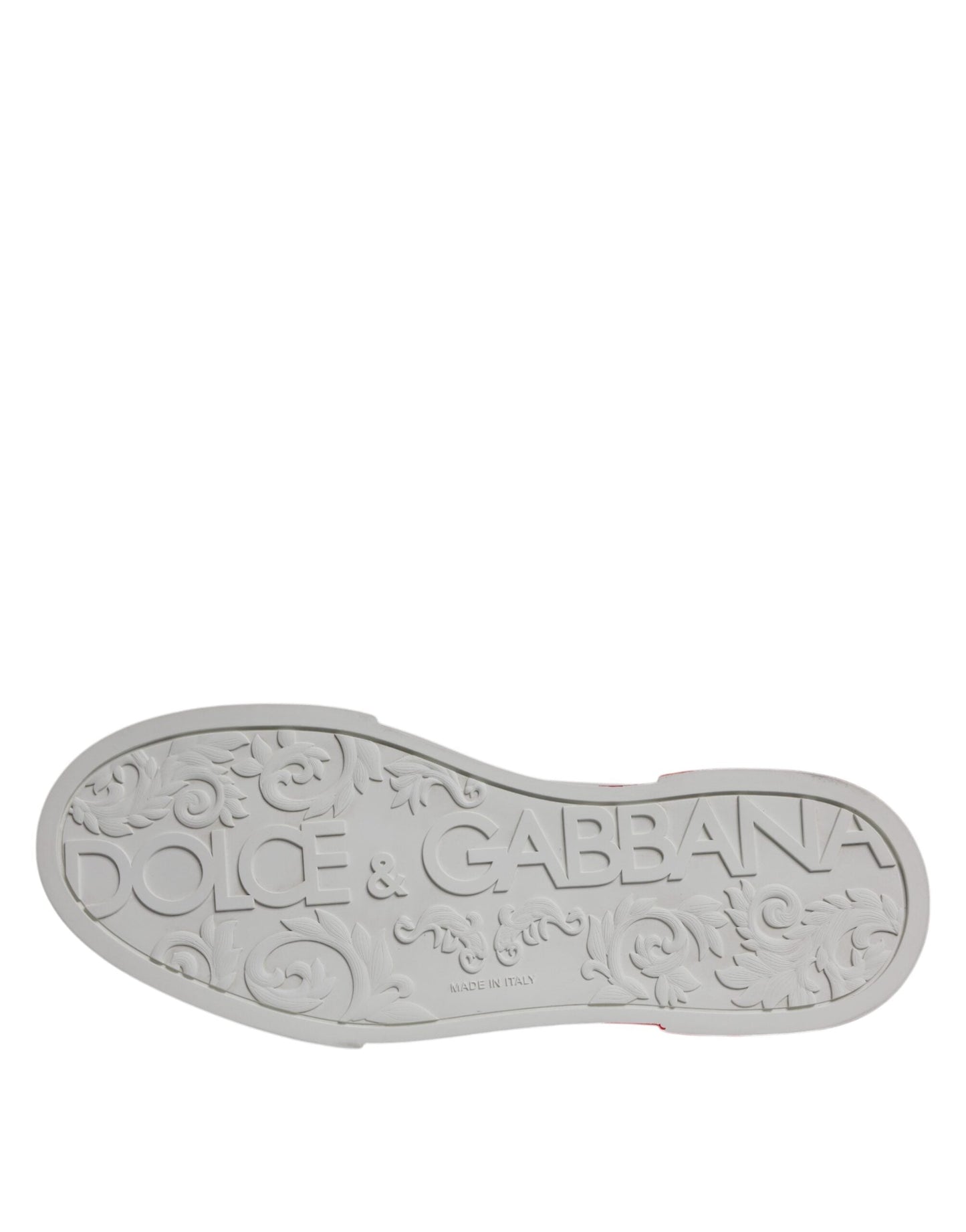 Dolce & Gabbana White Red Leather Logo Low Top Sneakers Shoes