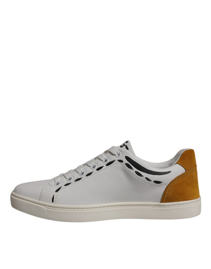 Dolce & Gabbana White Suede Leather Low Top Sneakers Shoes