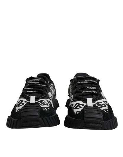 Dolce & Gabbana Black Logo Lace Up Low Top NS1 Sneakers Shoes