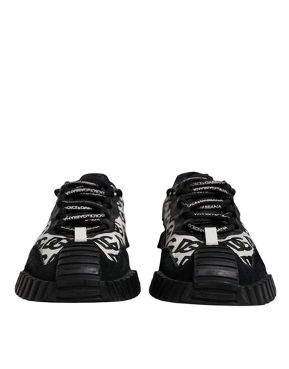 Dolce & Gabbana Black Logo Lace Up Low Top NS1 Sneakers Shoes