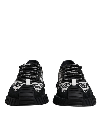 Dolce & Gabbana Black Logo Lace Up Low Top NS1 Sneakers Shoes