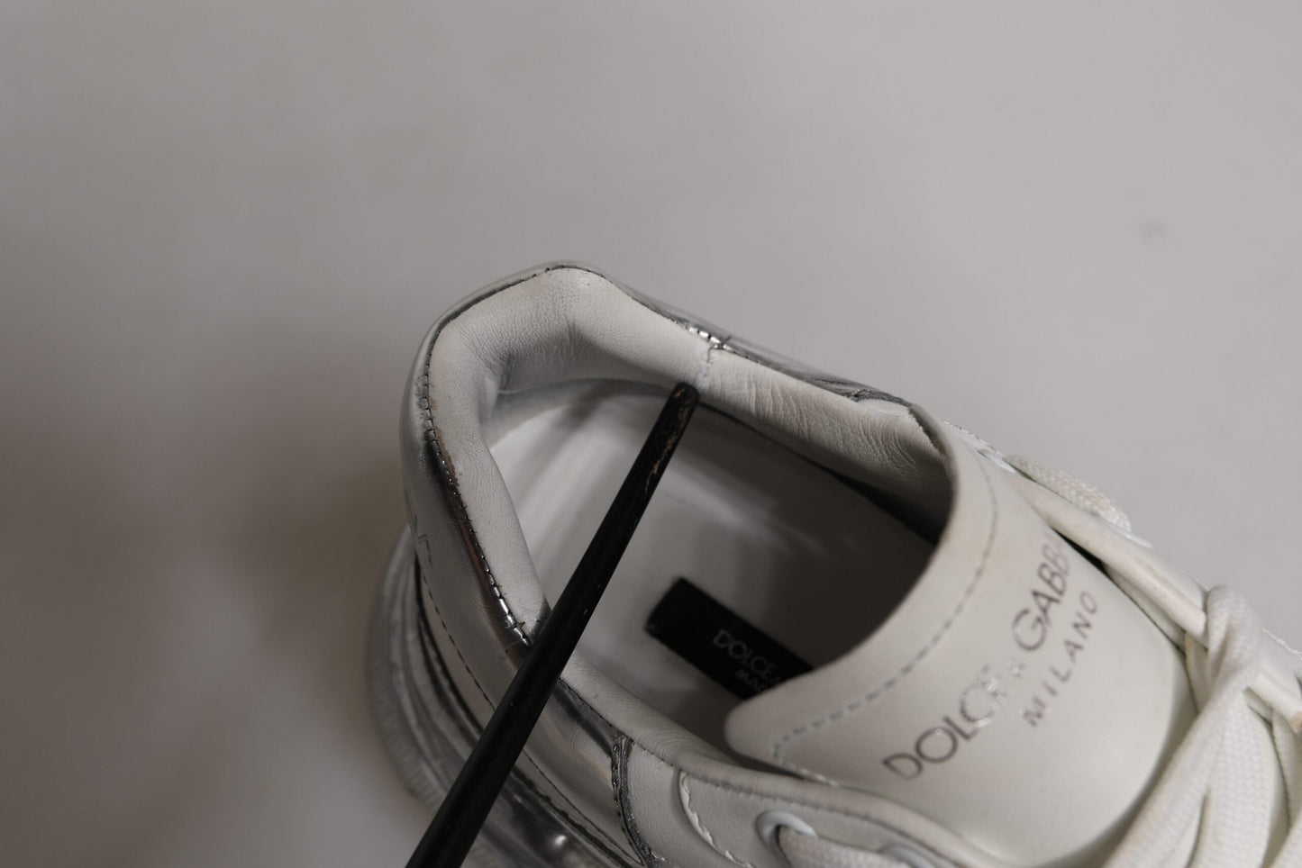 Dolce & Gabbana White Silver Daymaster Low Top Sneaker Shoes