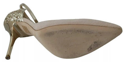 Elisabetta Franchi Beige Linen Ankle Strap High Heels Shoes