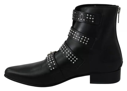 Dondup Black Fashion Buckled Zipper Ankle Boots Shoes