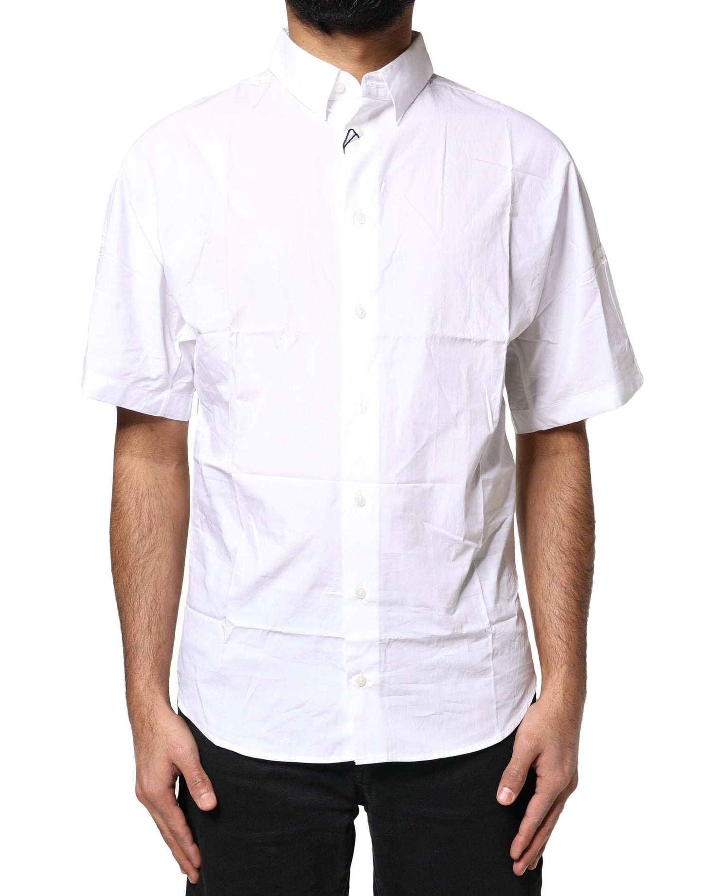 Dolce & Gabbana White Cotton Button Down Casual Men Polo Shirt